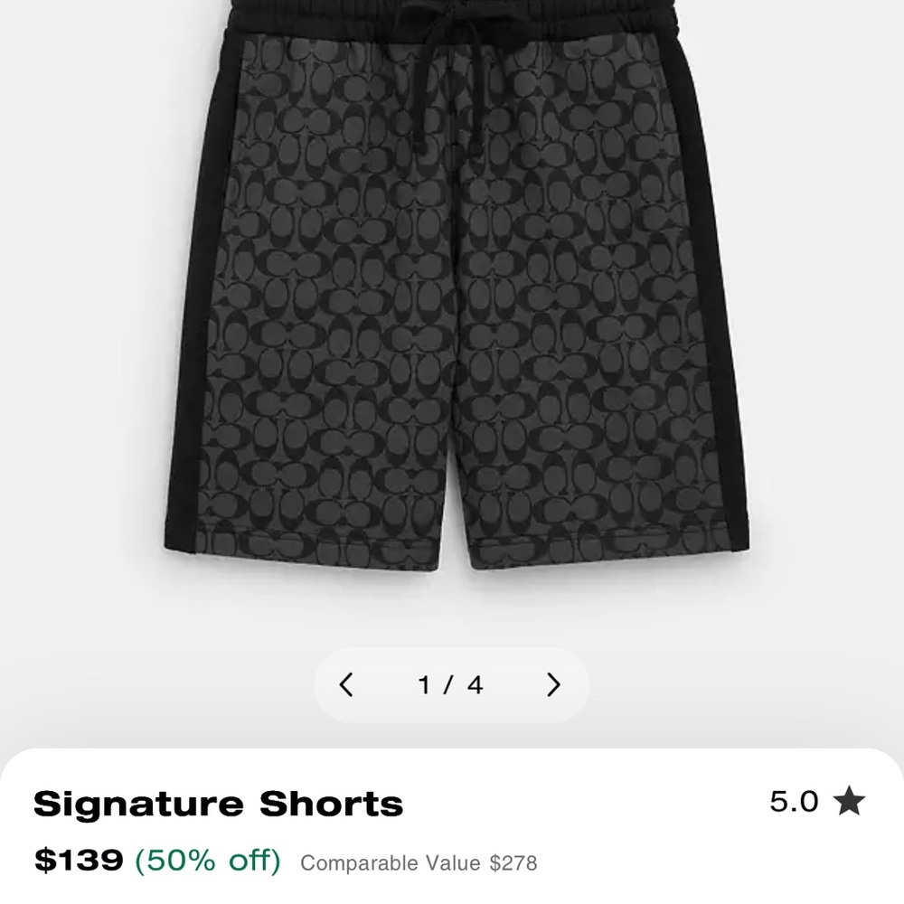Coach Black and Gray Signature Shorts